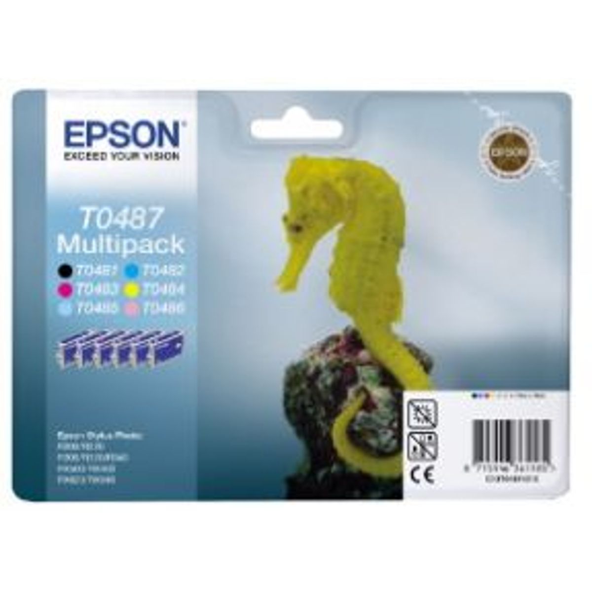 Epson T0487 CMYK LC LM (T0481/T0482/T0483/T0484/T0485/T0486), Blækpatron, Sampak 6 stk, Original