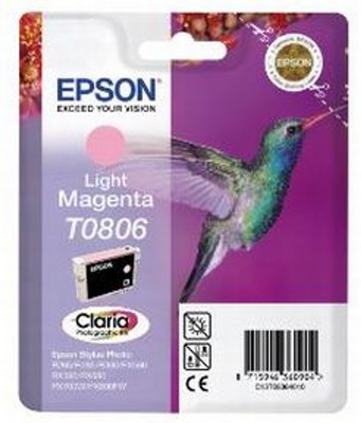 Epson T0806 LM (C13T08064011), Lys Magenta Blækpatron, Original