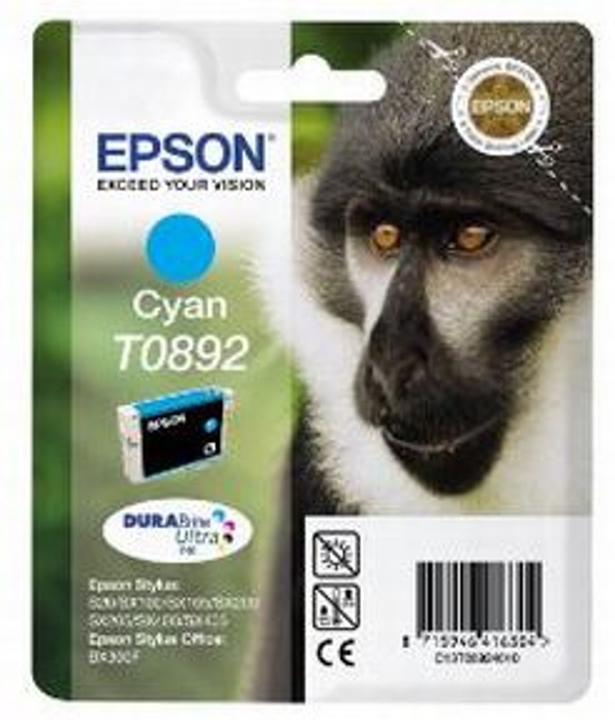 Epson T0892 C (C13T08924011), Cyan Blækpatron, Original 3,95ml