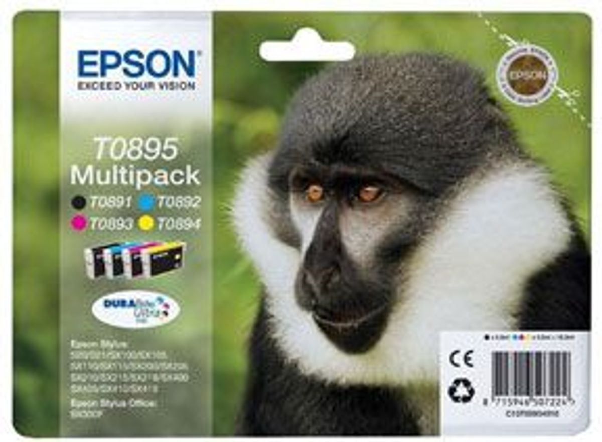 Epson T0895 CMYK (T0891/T0892/T0893/T0894), Sampak 4 stk Blækpatron, Original