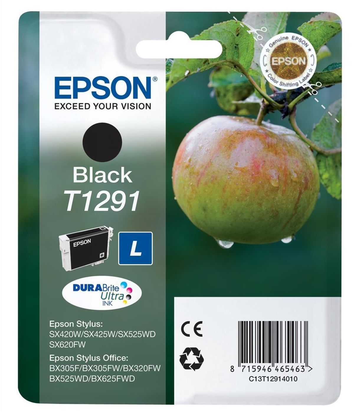 Epson T1291 BK (C13T12914012) Sort Blækpatron, Original 11,95 ml