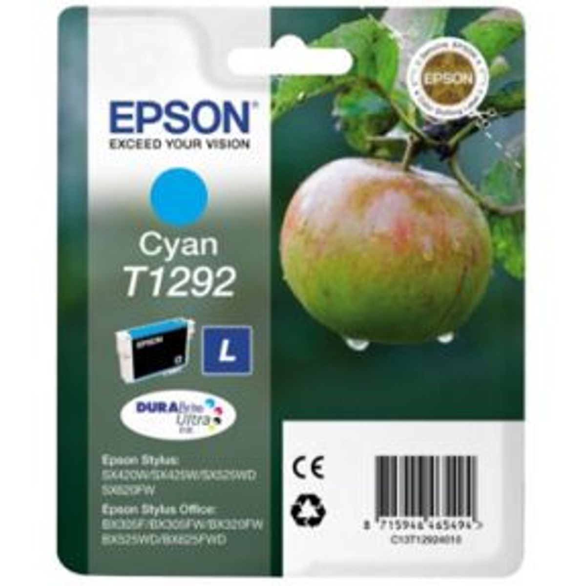 Epson T1292 C (C13T12924012) Cyan Blækpatron, Original 7ml