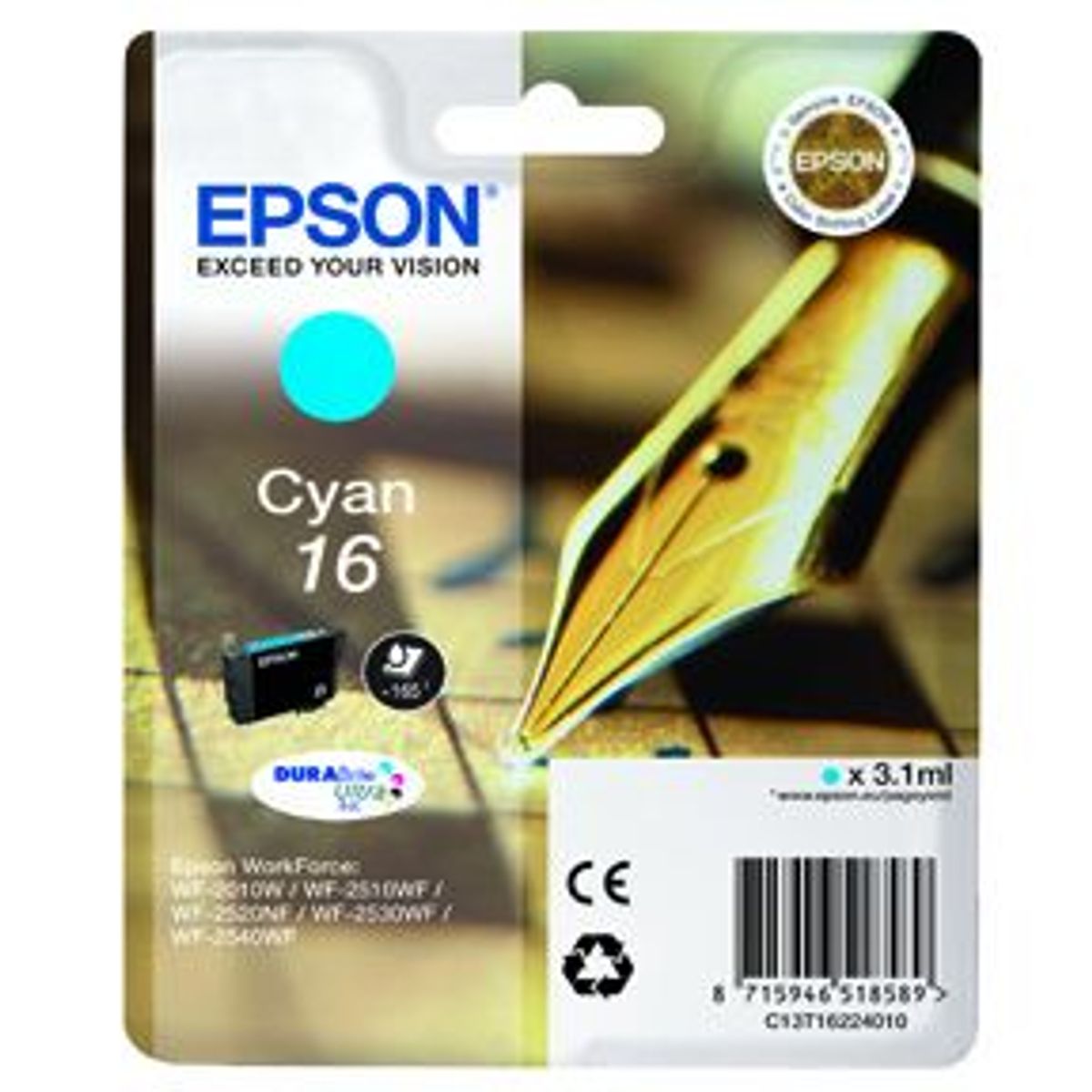 Epson T1622 C (C13T16224012) Cyan Blækpatron, Original