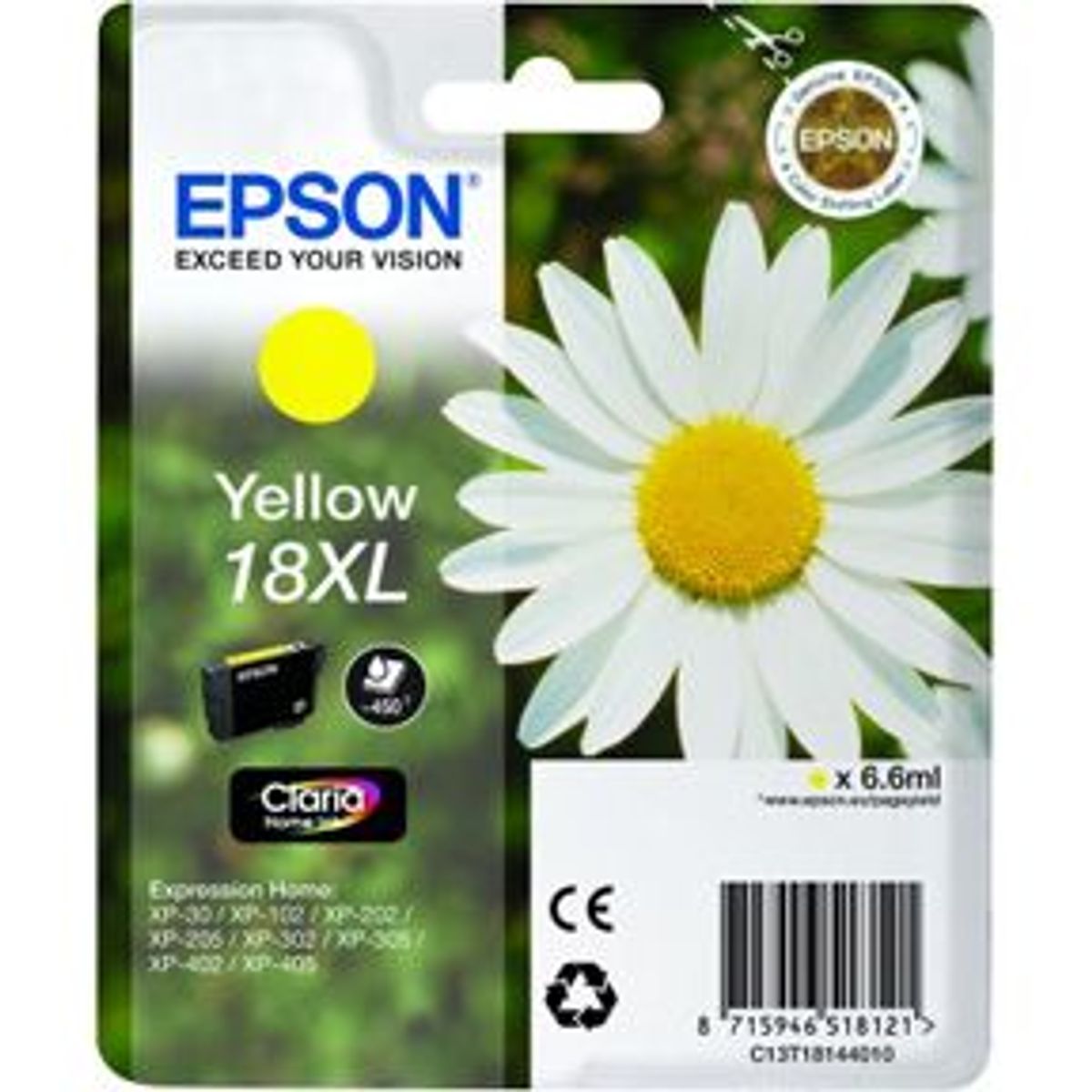 Epson T1814 Y (C13T18144012) Gul Blækpatron, Original 6,95ml