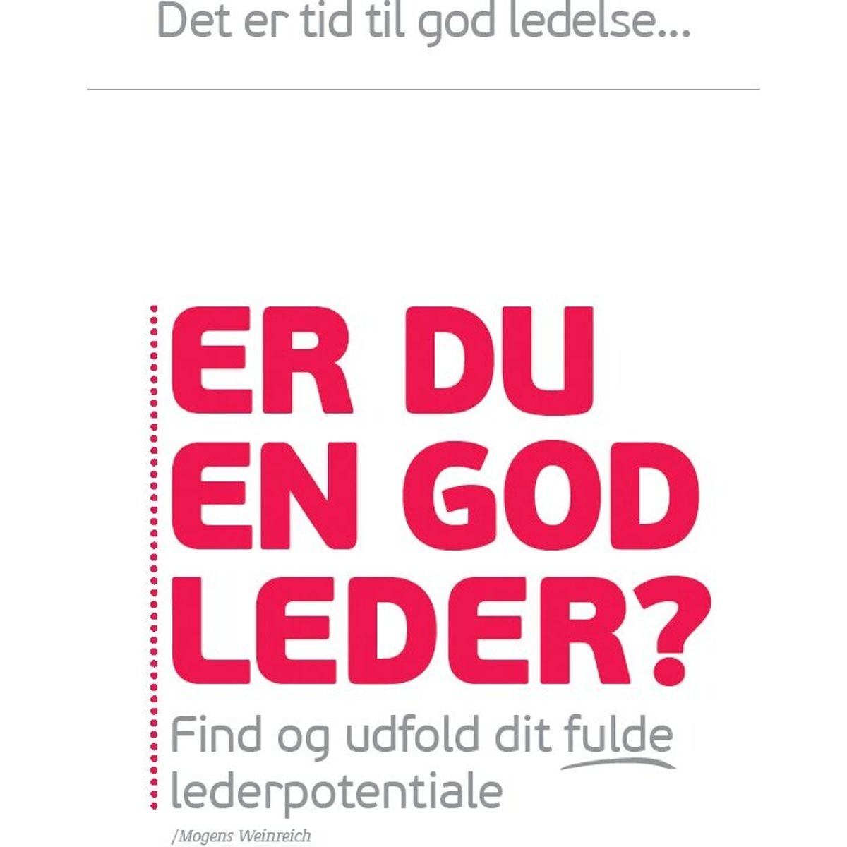 Er Du En God Leder? - Mogens Weinreich - Bog