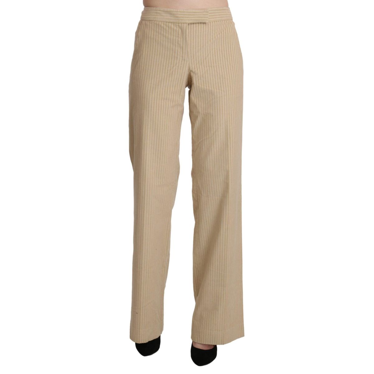 Ermanno Scervino Chic Beige High-Waist Wide Leg Pants