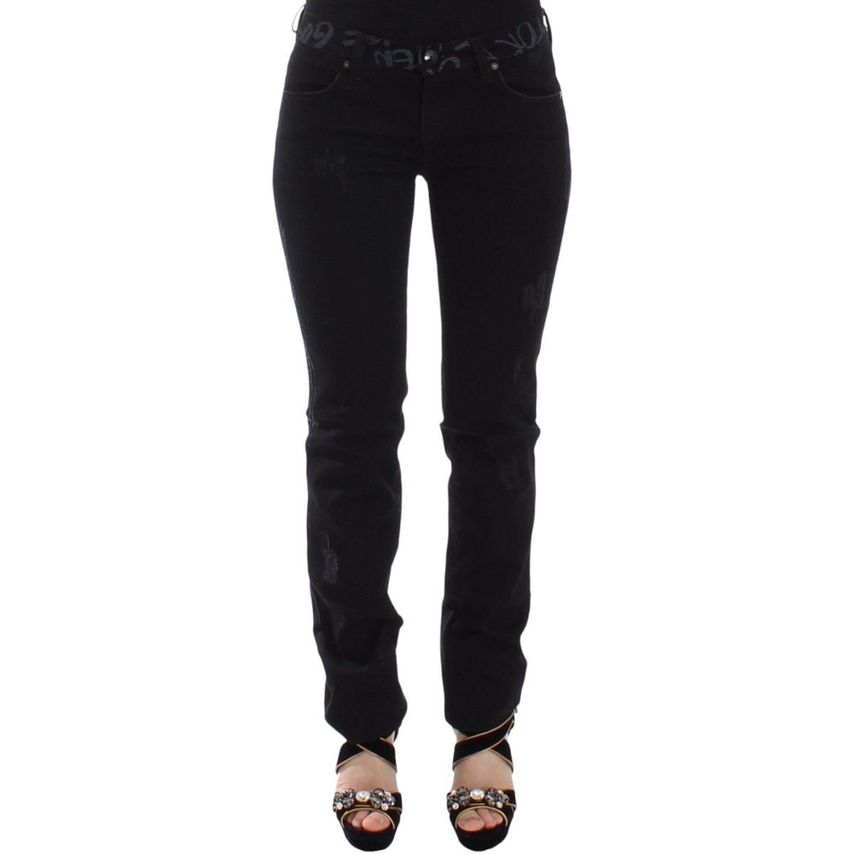 Ermanno Scervino Chic Black Skinny Statement Jeans