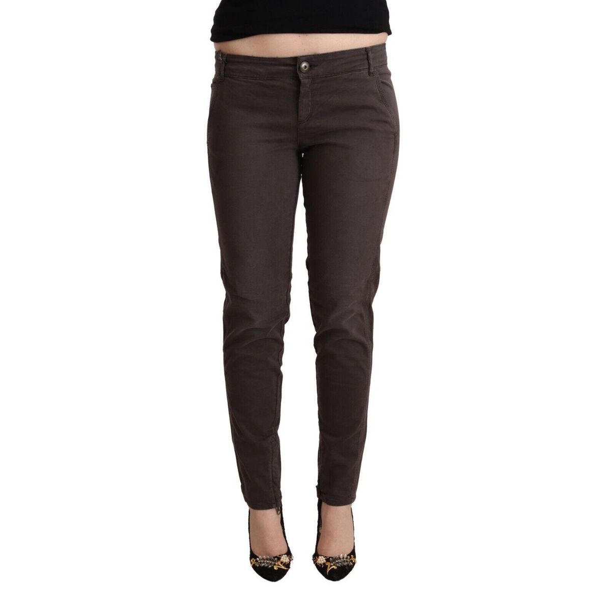 Ermanno Scervino Chic Brown Low Waist Skinny Pants