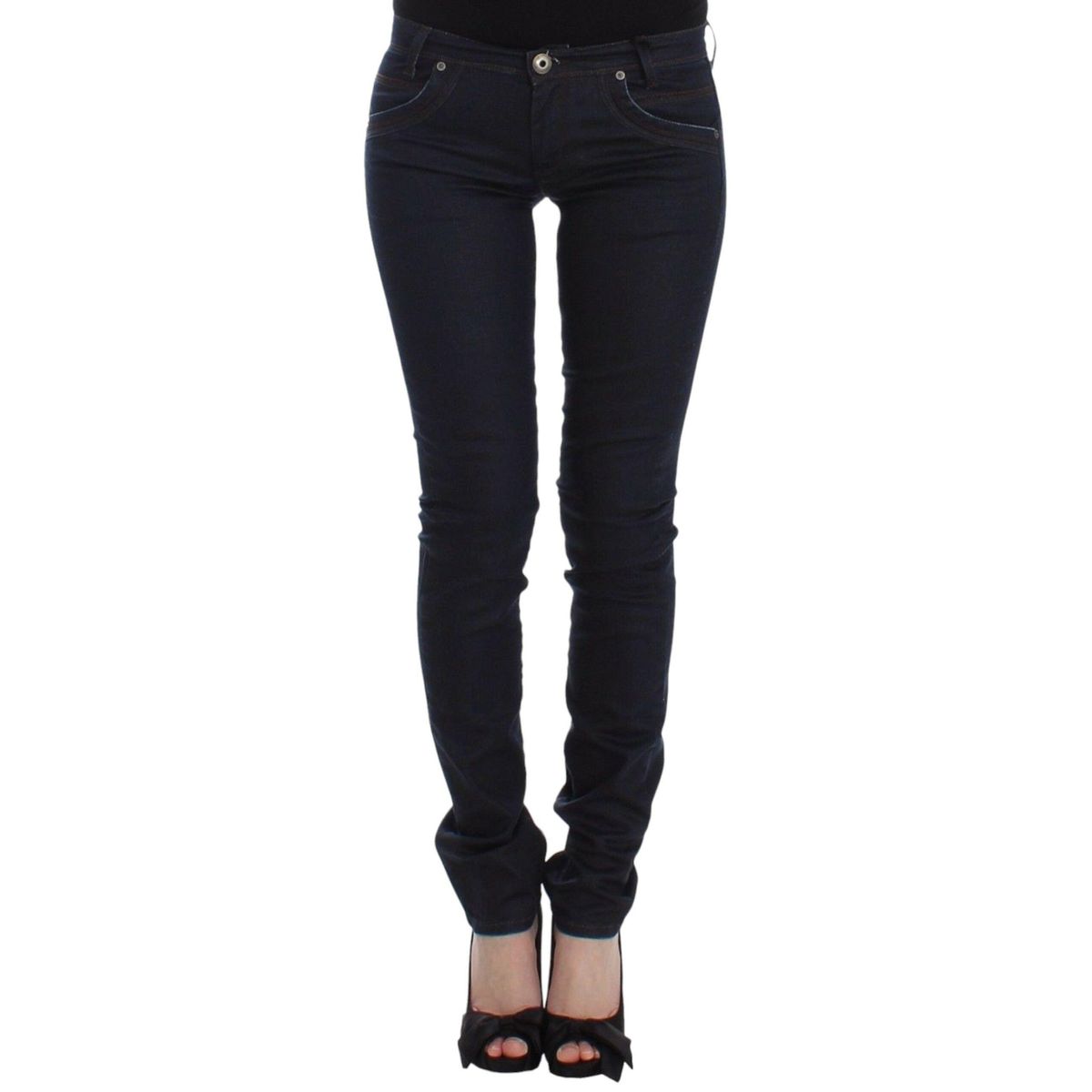 Ermanno Scervino Chic Dark Blue Slim Jeans for Elegant Style