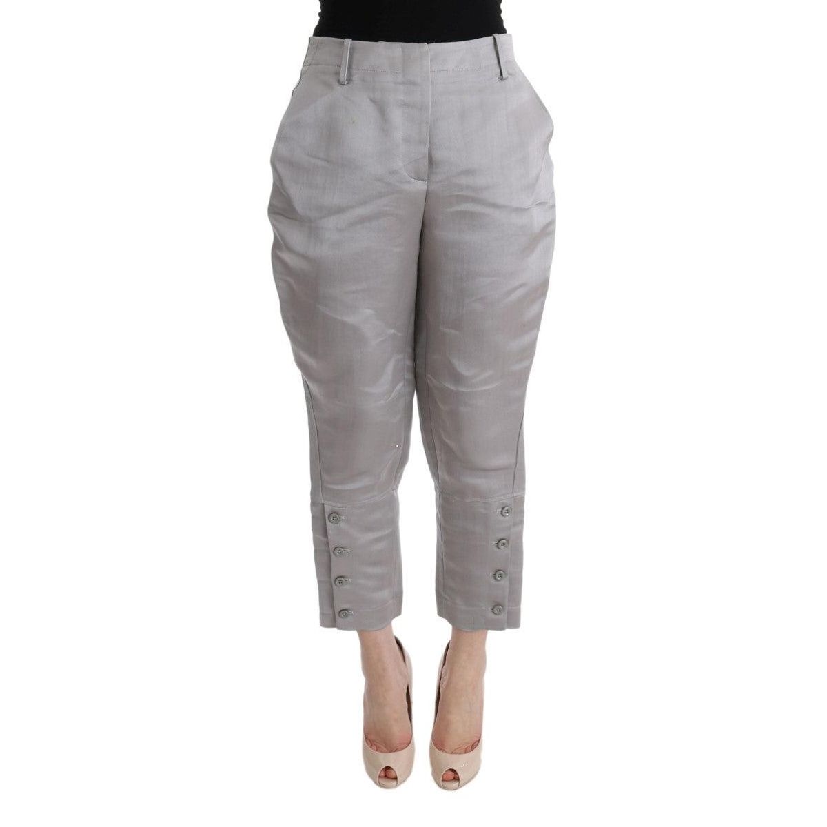 Ermanno Scervino Chic Gray Cropped Silk Pants