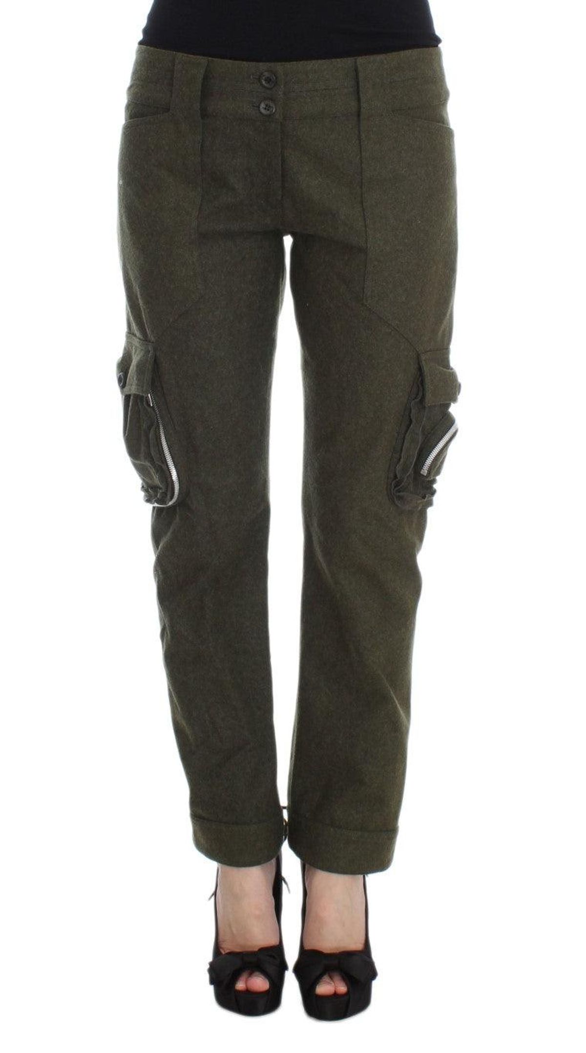 Ermanno Scervino Chic Green Cargo Pants for Effortless Style