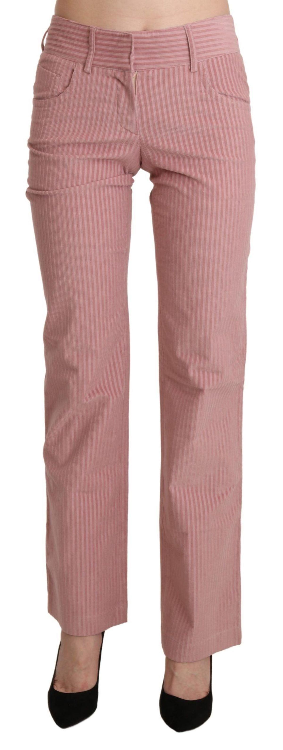 Ermanno Scervino Chic Pink Mid Waist Straight Trousers