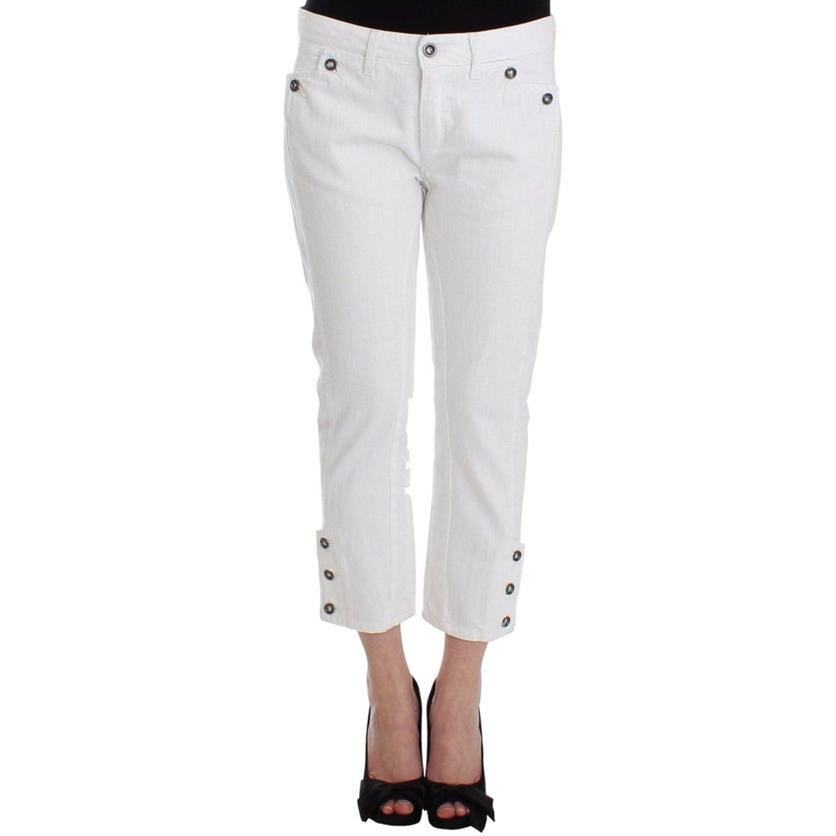 Ermanno Scervino Chic White Cropped Jeans for Sophisticated Style