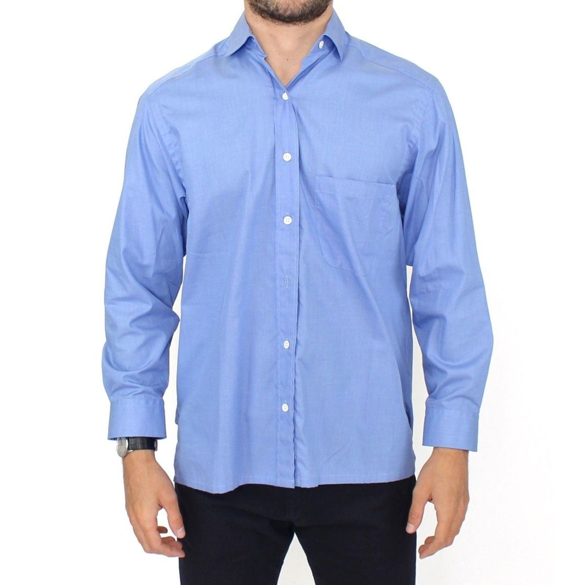 Ermanno Scervino Dapper Blue Cotton Dress Shirt for Herre