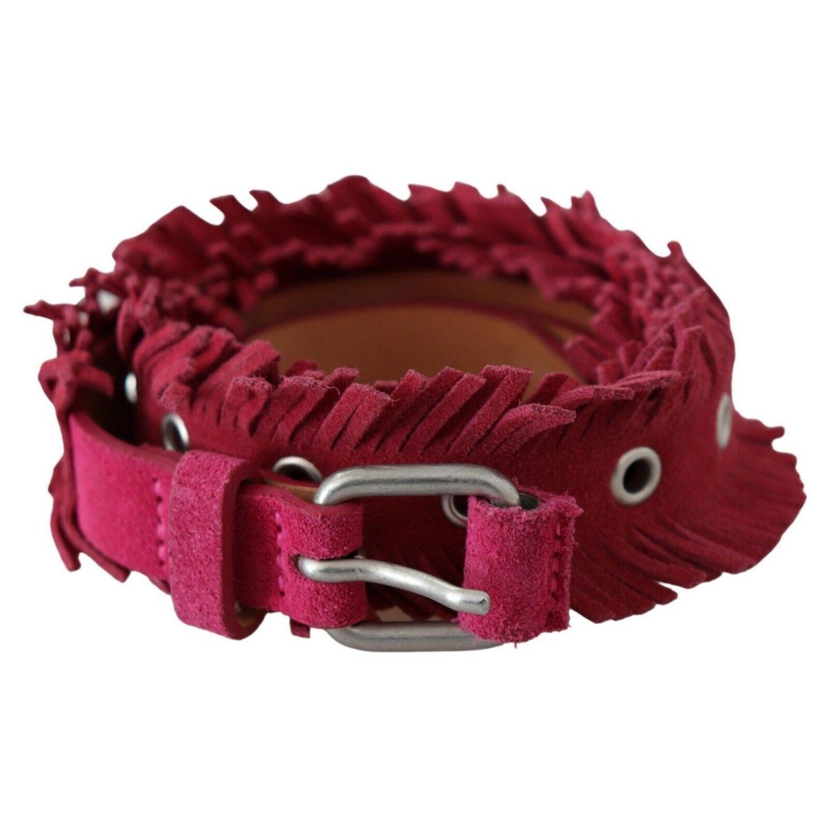 Ermanno Scervino Elegant Maroon Double Buckle Leather Belt