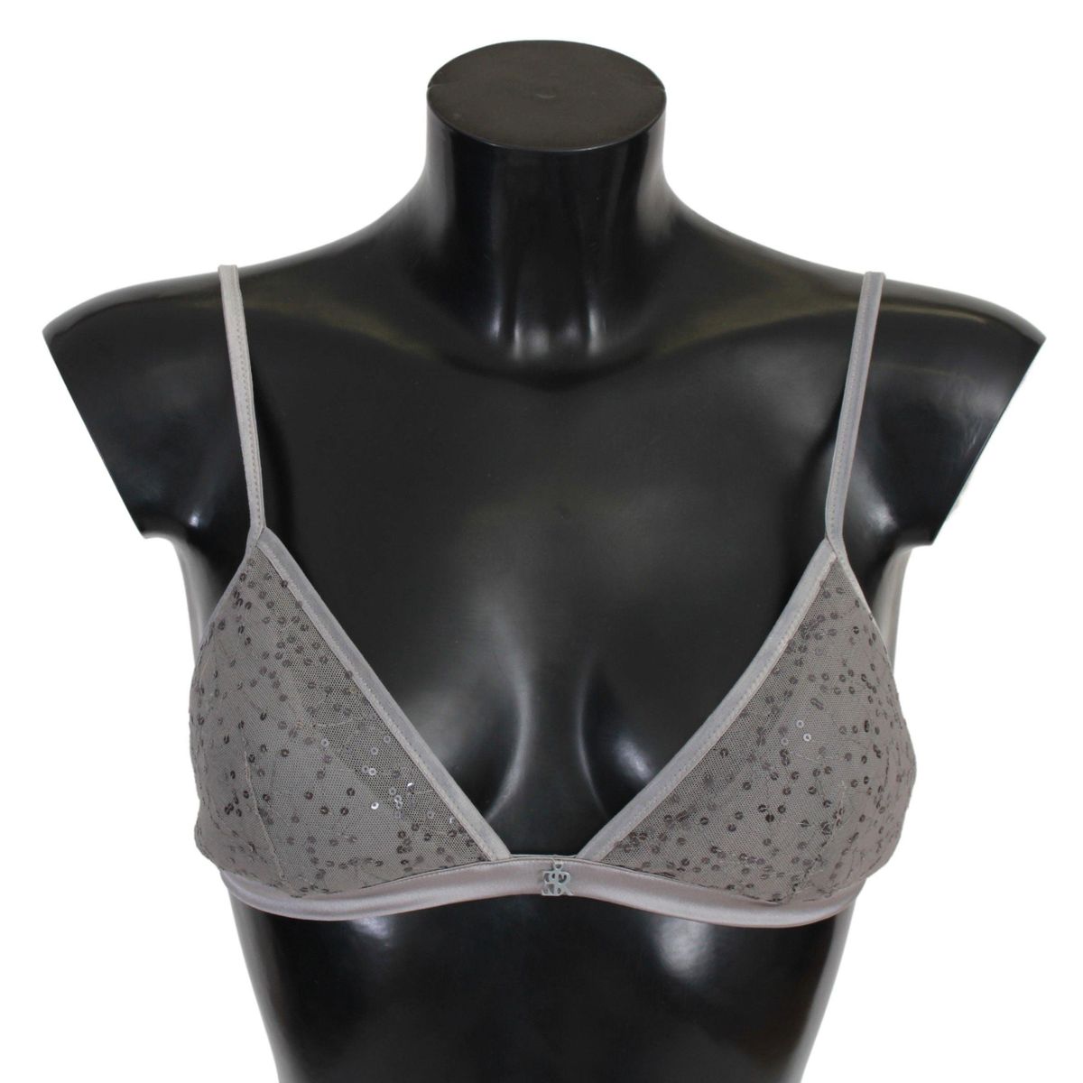 Ermanno Scervino Sequined Gray Triangolo Bra Luxury Underwear