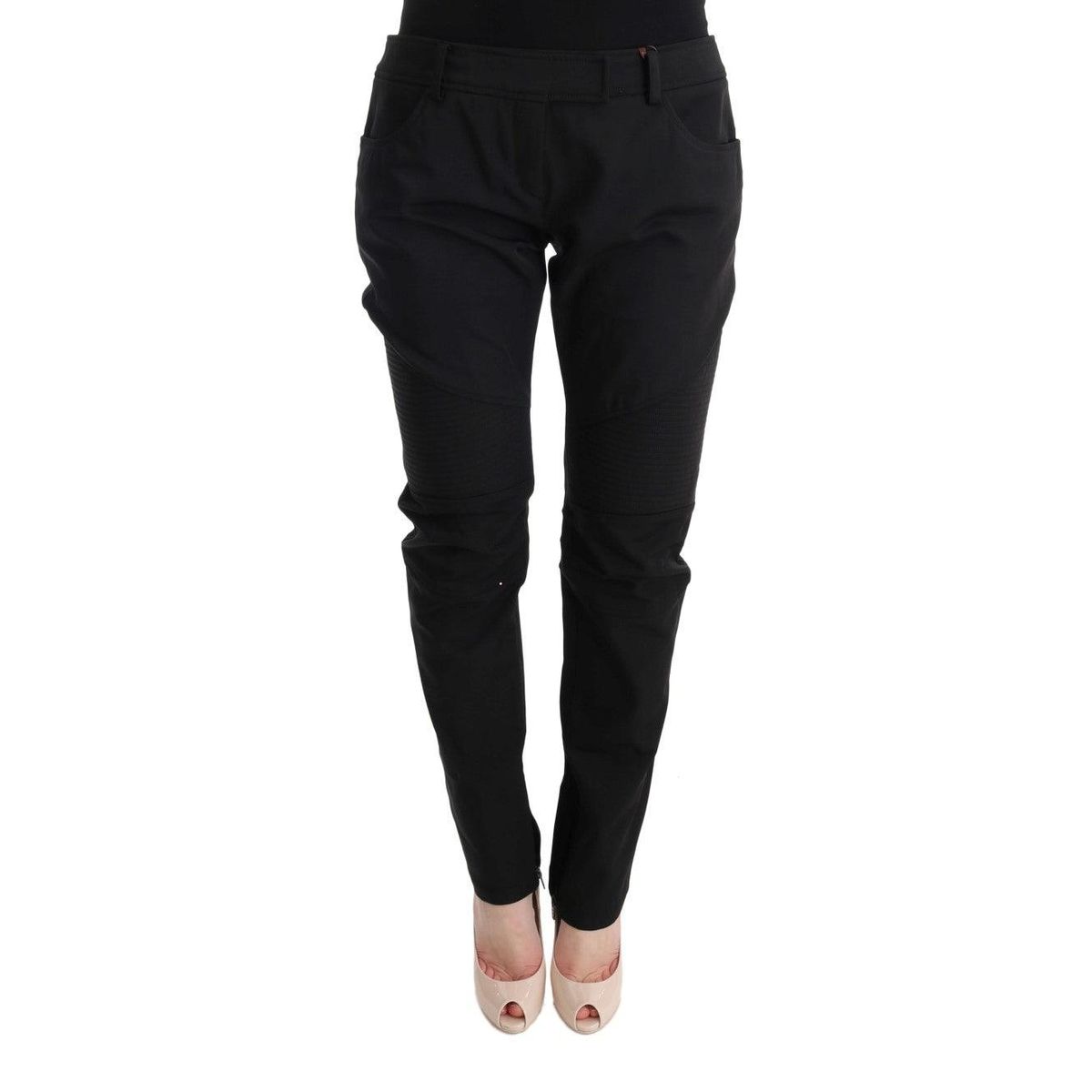 Ermanno Scervino Sleek Black Cotton Slim Fit Pants