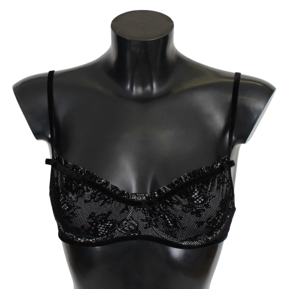 Ermanno Scervino Sleek Black Mesh Balconcino Bra