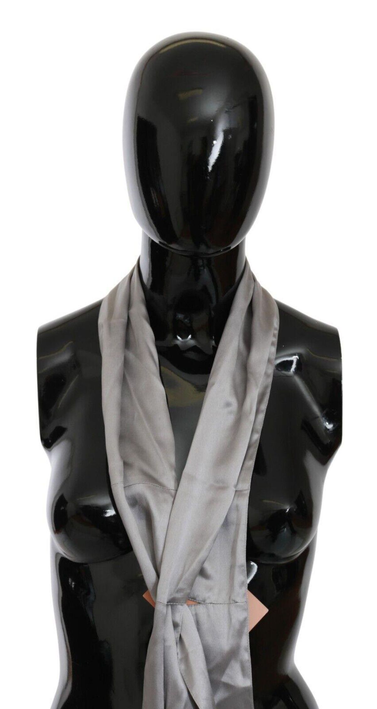 Ermanno Scervino Sleek Silver Silk Neck Scarf for Herre