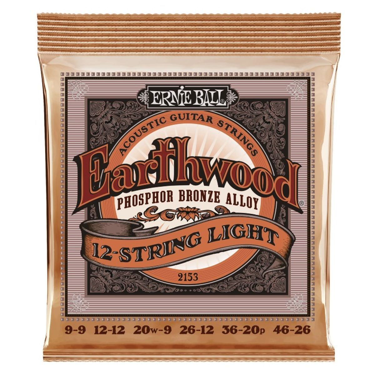 Ernie Ball 2153 Light Phospor/Bronze Acoustic Western-strenge 009-046 Til 12-Strenget