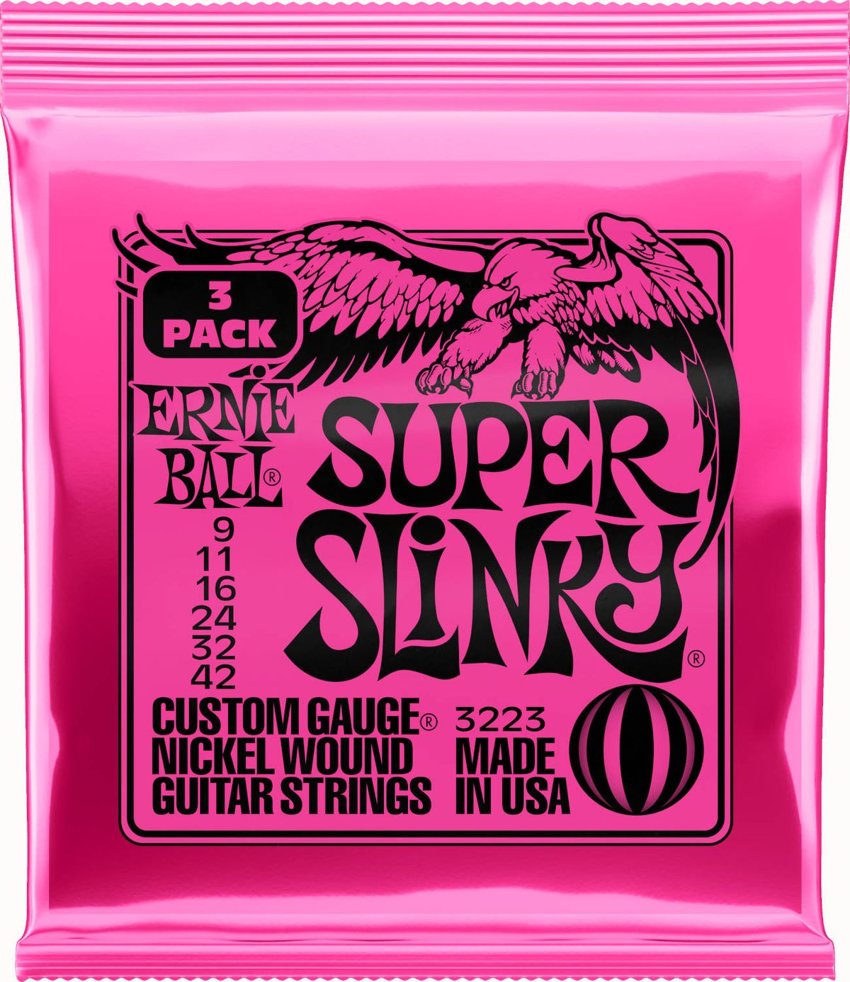 Ernie Ball 3223 Super Slinky El-guitar strenge 009-042 - 3-Pack