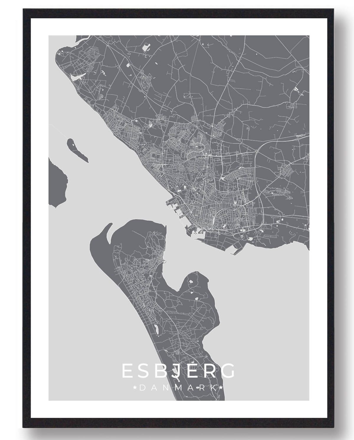 Esbjerg by plakat - grå (Størrelse: L - 50x70cm (B2))