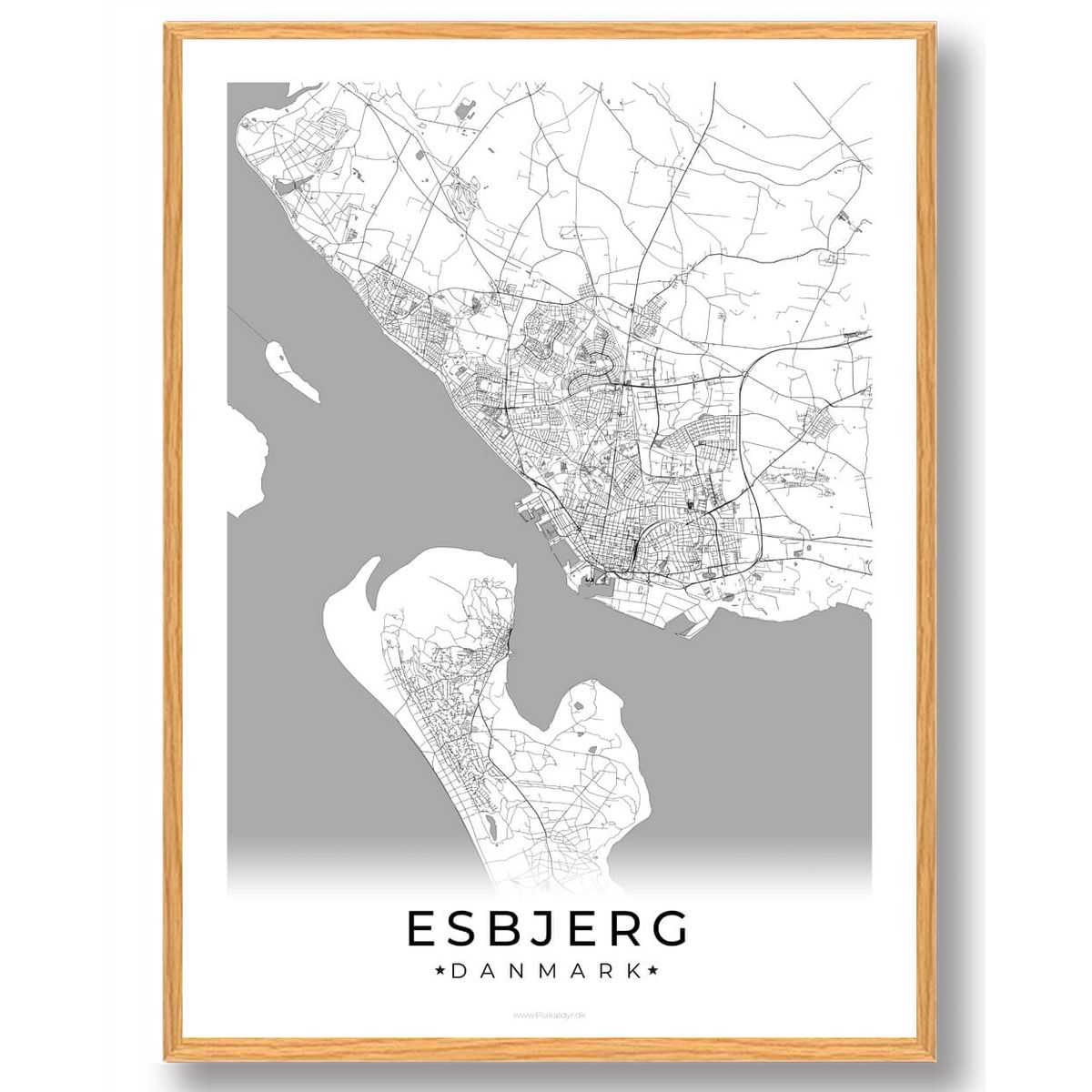 Esbjerg by plakat - hvid (Størrelse: L - 50x70cm (B2))