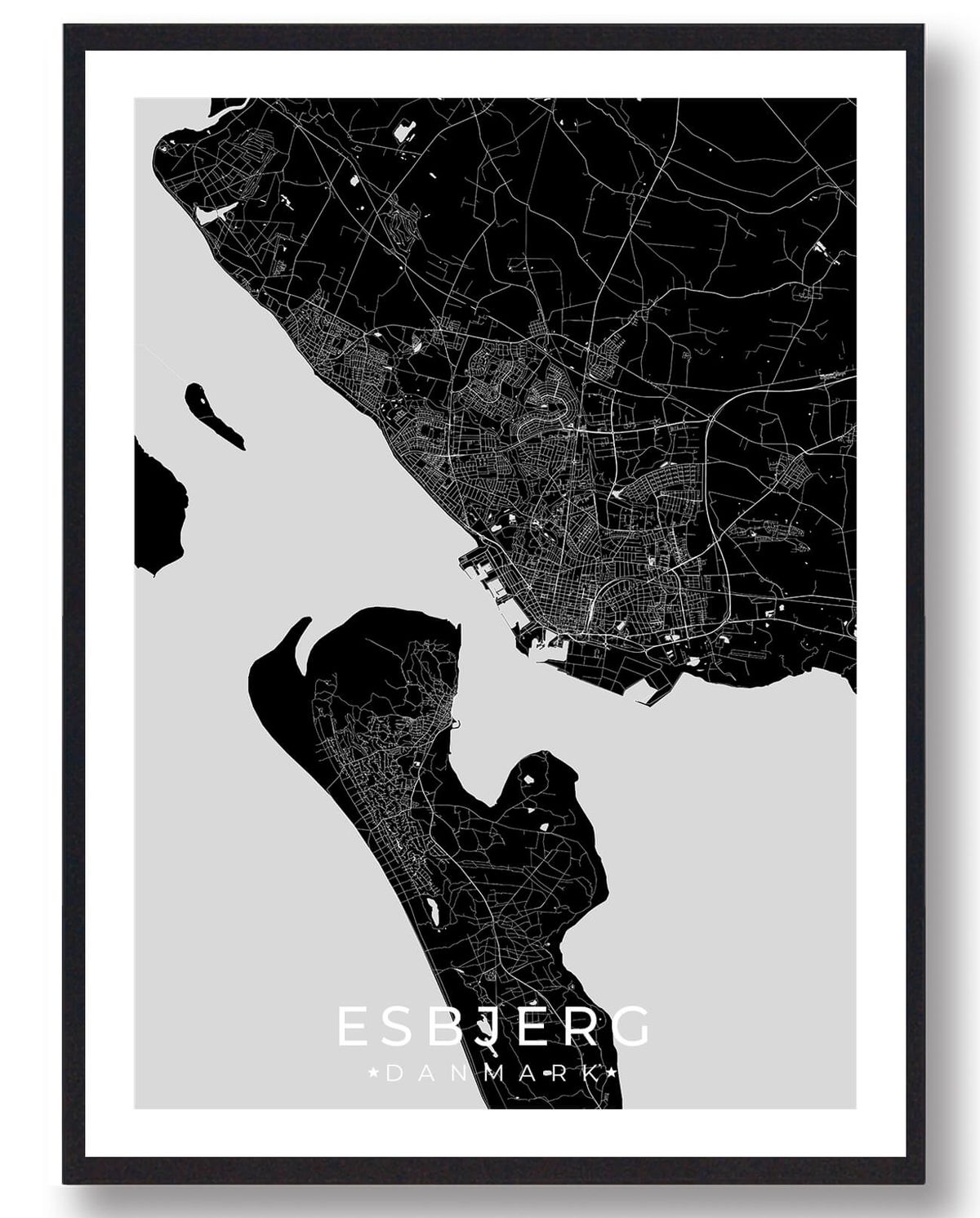 Esbjerg by plakat - sort (Størrelse: L - 50x70cm (B2))