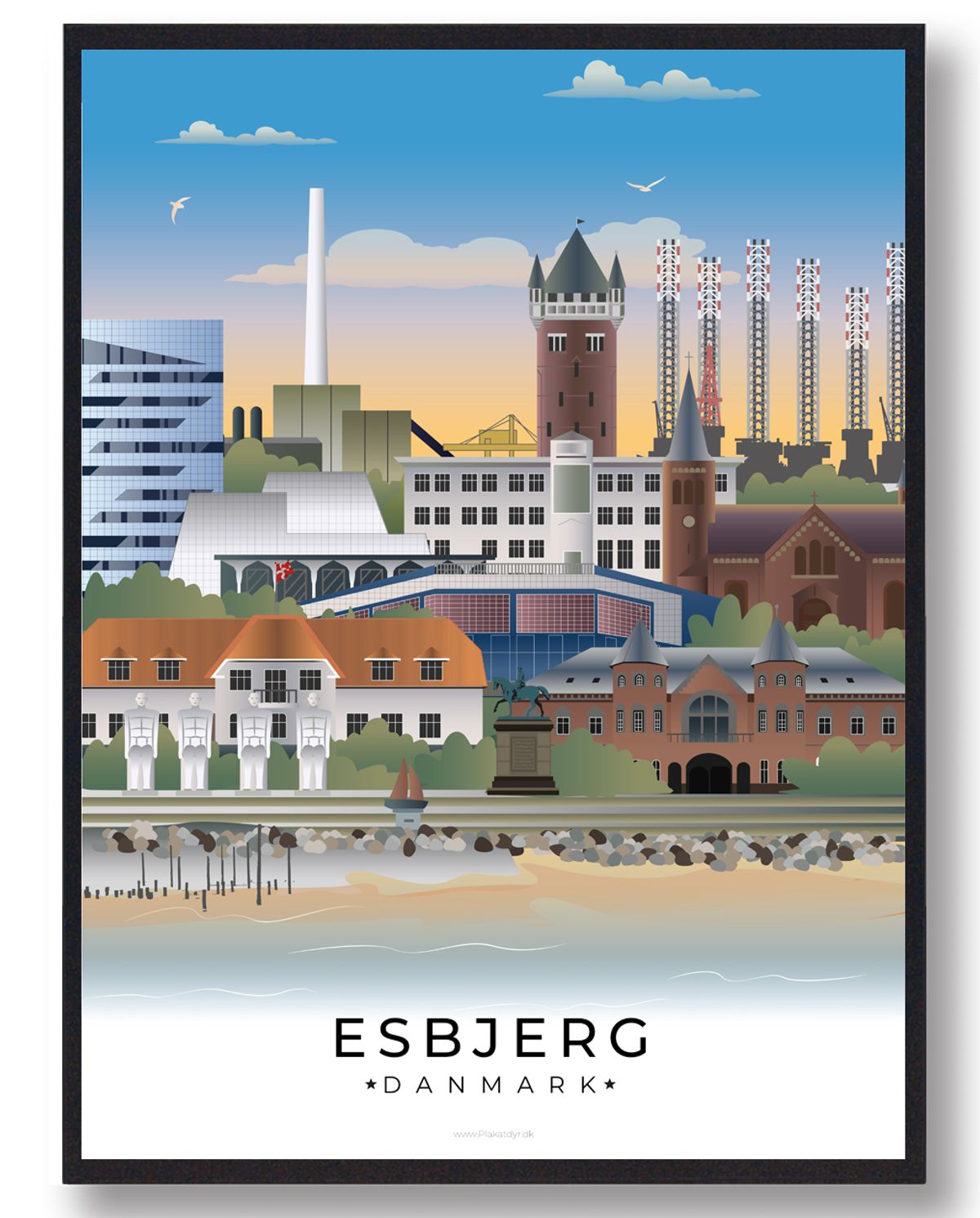 Esbjerg byplakat (RESTPARTI) (Størrelse: M - 30x40cm)