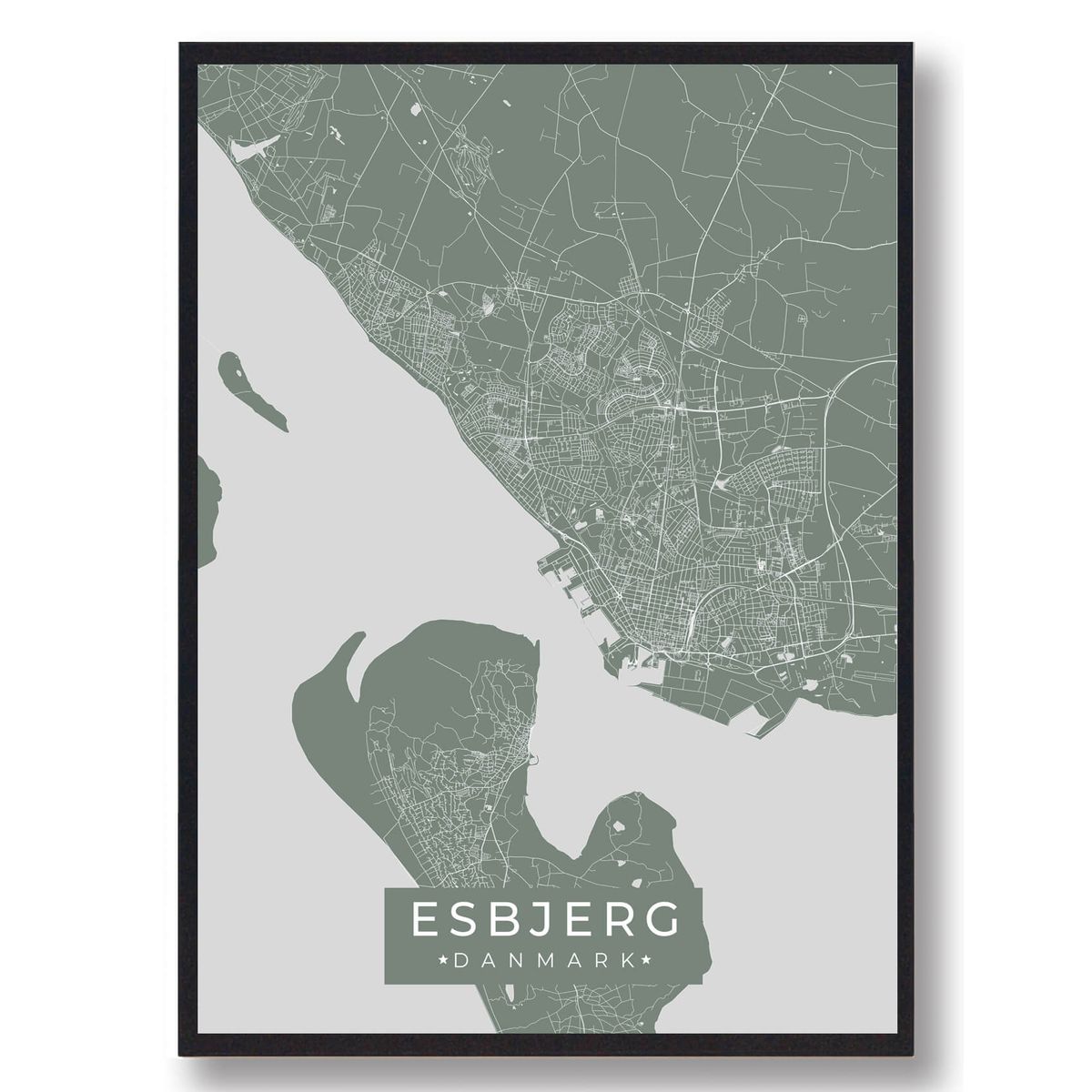 Esbjerg plakat - grøn (Størrelse: M - 30x40cm)