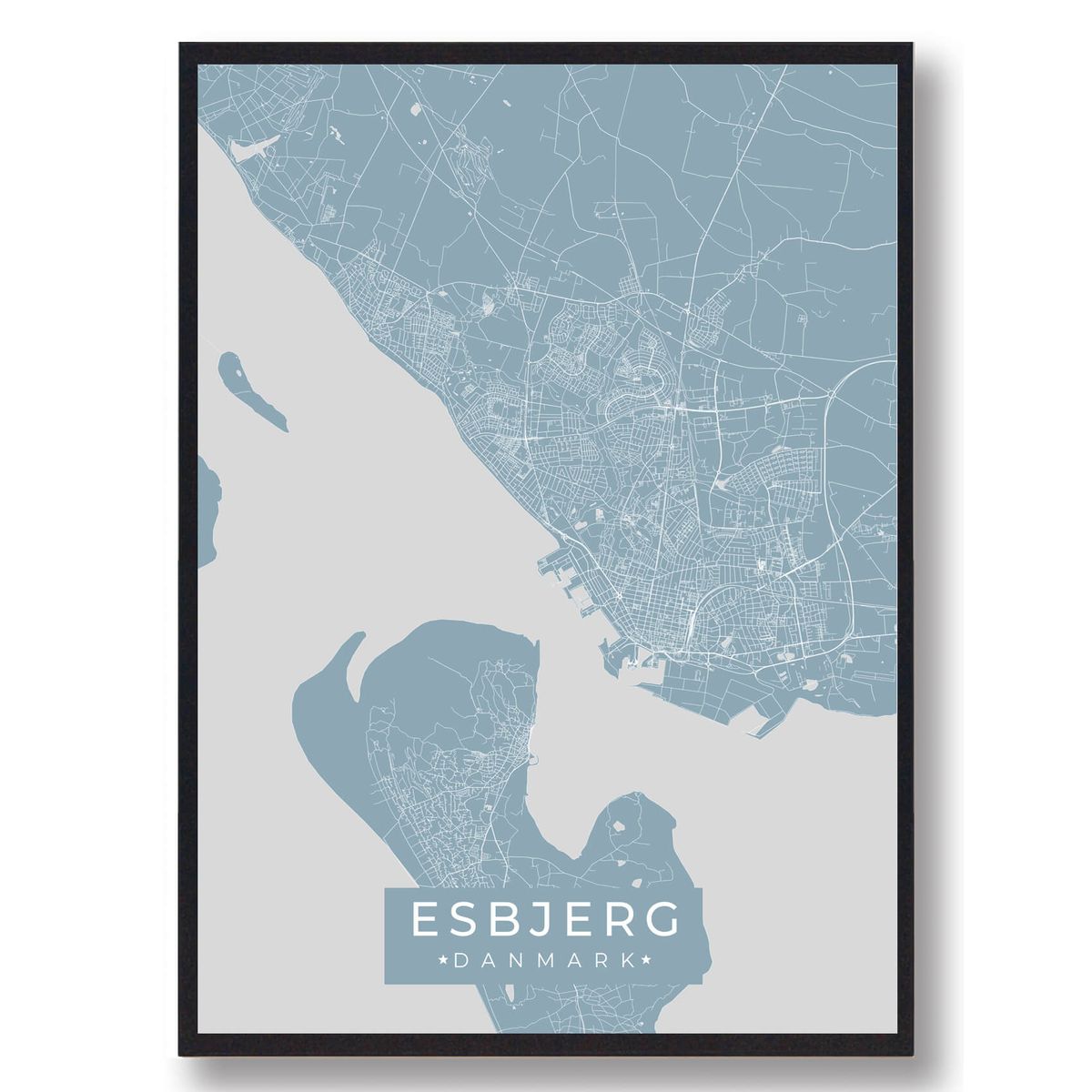 Esbjerg plakat - lyseblå (Størrelse: XS - 15x21cm (A5))