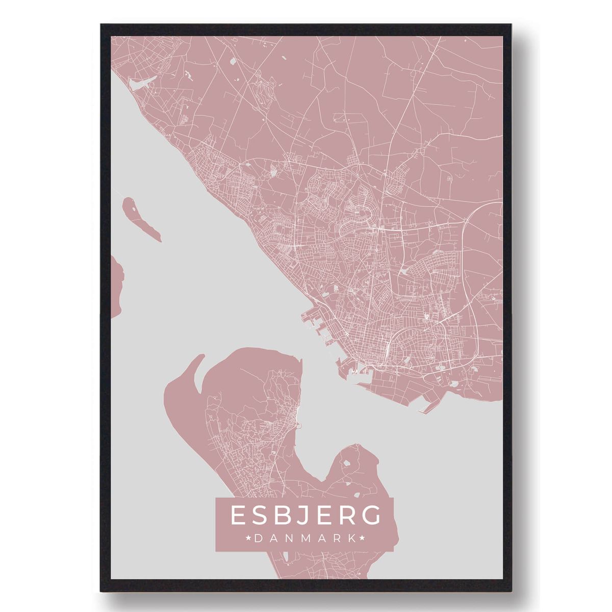 Esbjerg plakat - lyserød (Størrelse: XS - 15x21cm (A5))