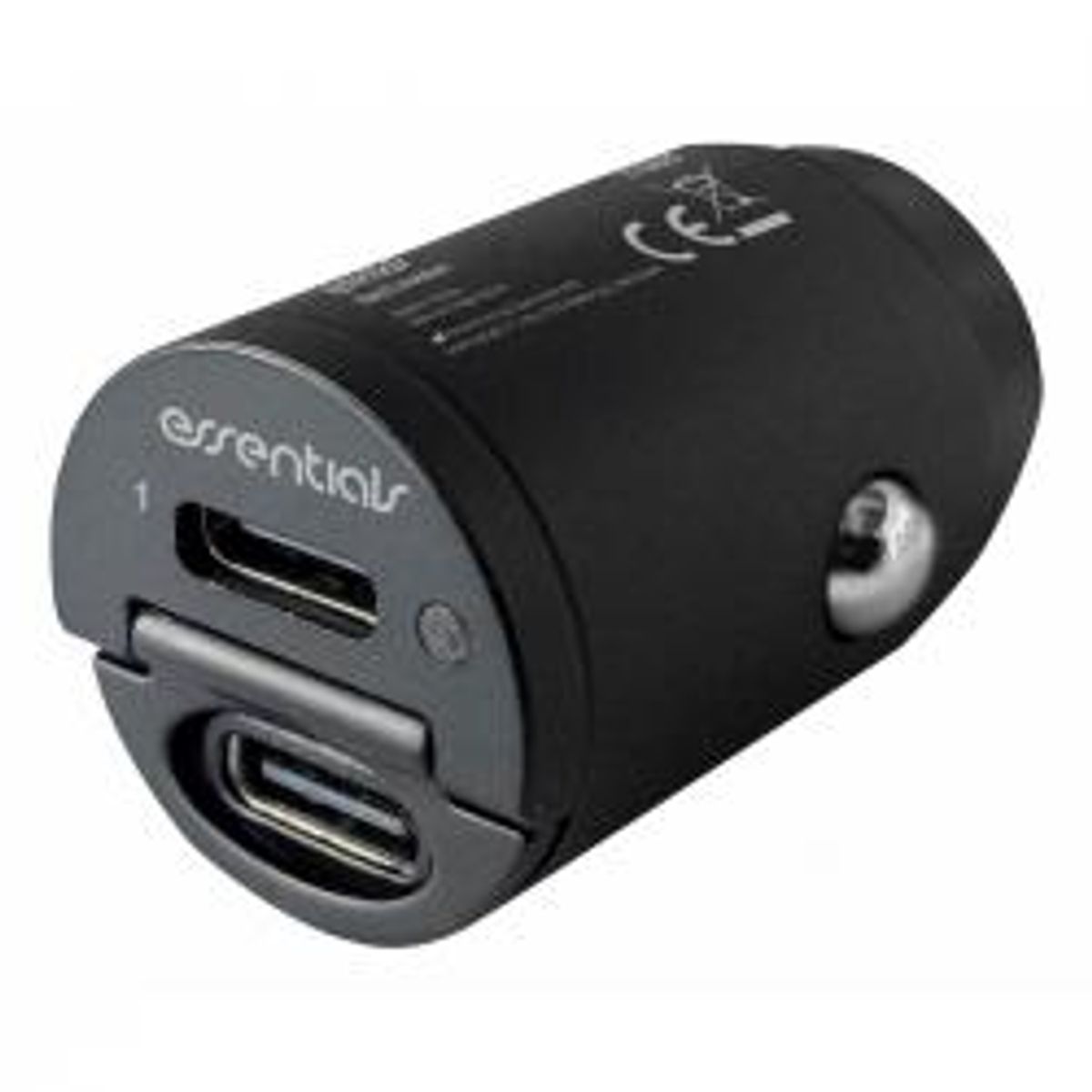 Essentials Car Charger 2x Usb-c Pd 30w, Dual Total 24w, Black - Billader