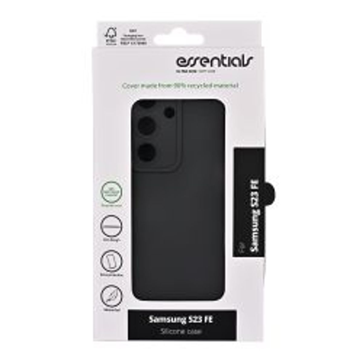 Essentials Samsung Galaxy S23 Fe Recycled Silicone Back Cover, Black - Mobilcover