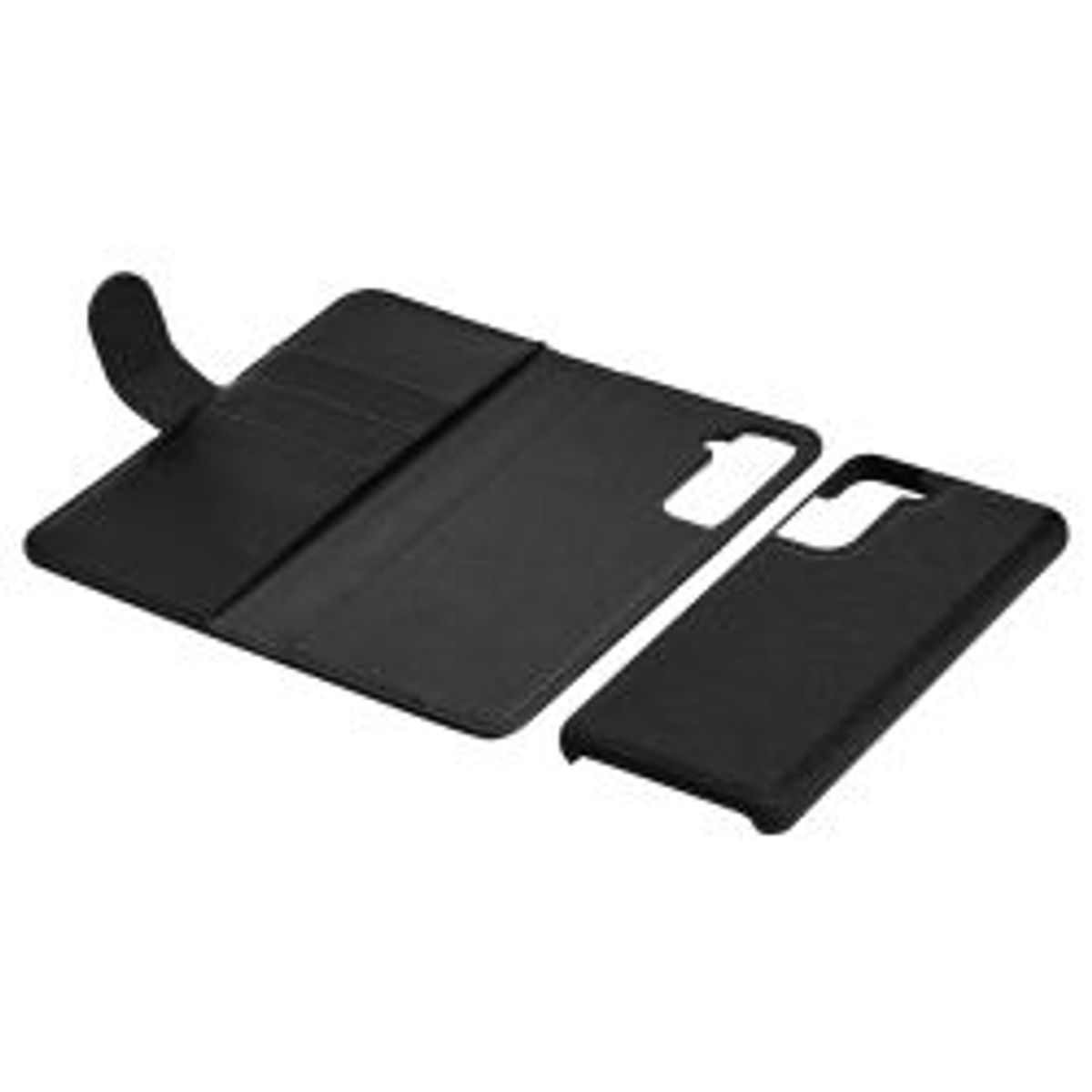 Essentials Samsung S21 Pu Wallet, Detachable, 3 Cards, Black - Mobilcover