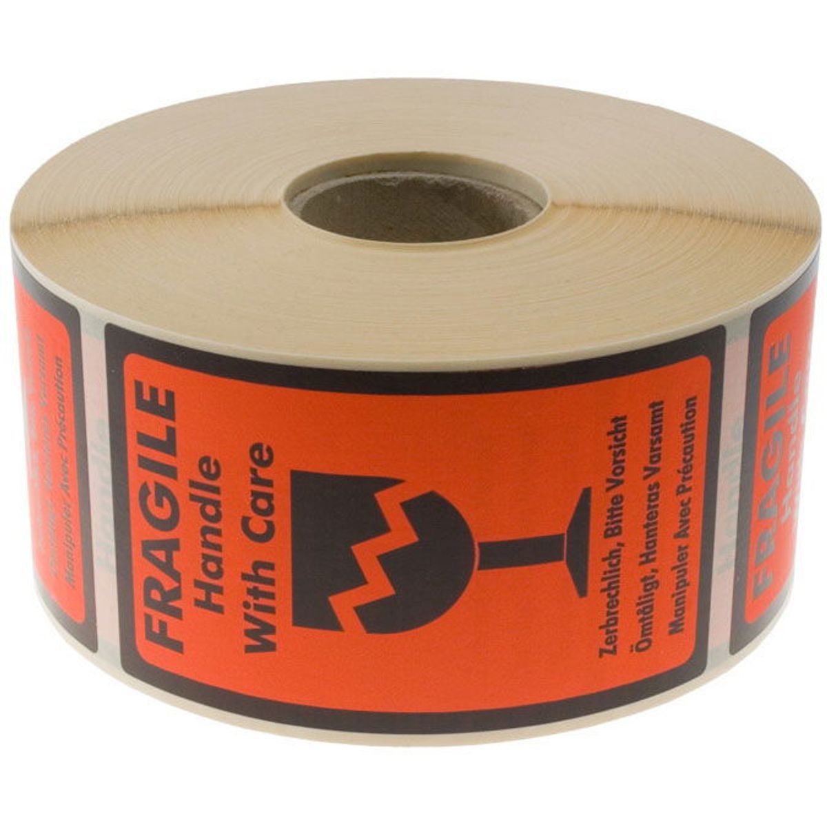 Etiket FRAGILE 120x70mm orange 1000stk