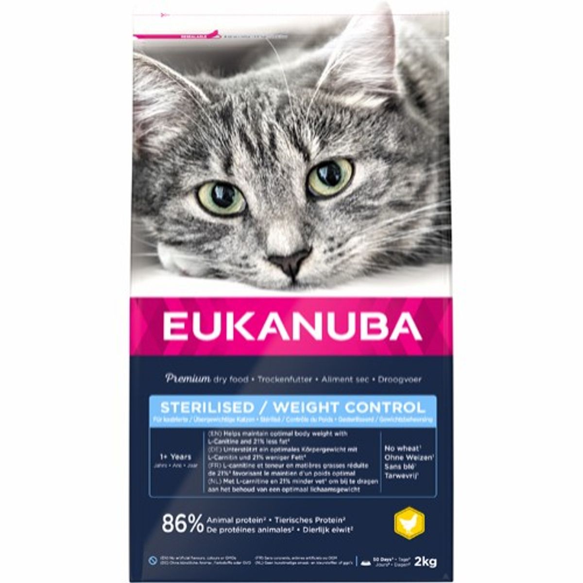 Eukanuba Adult Kattefoder - Steriliserede & Vægtkontrol - 2kg - Kornfri