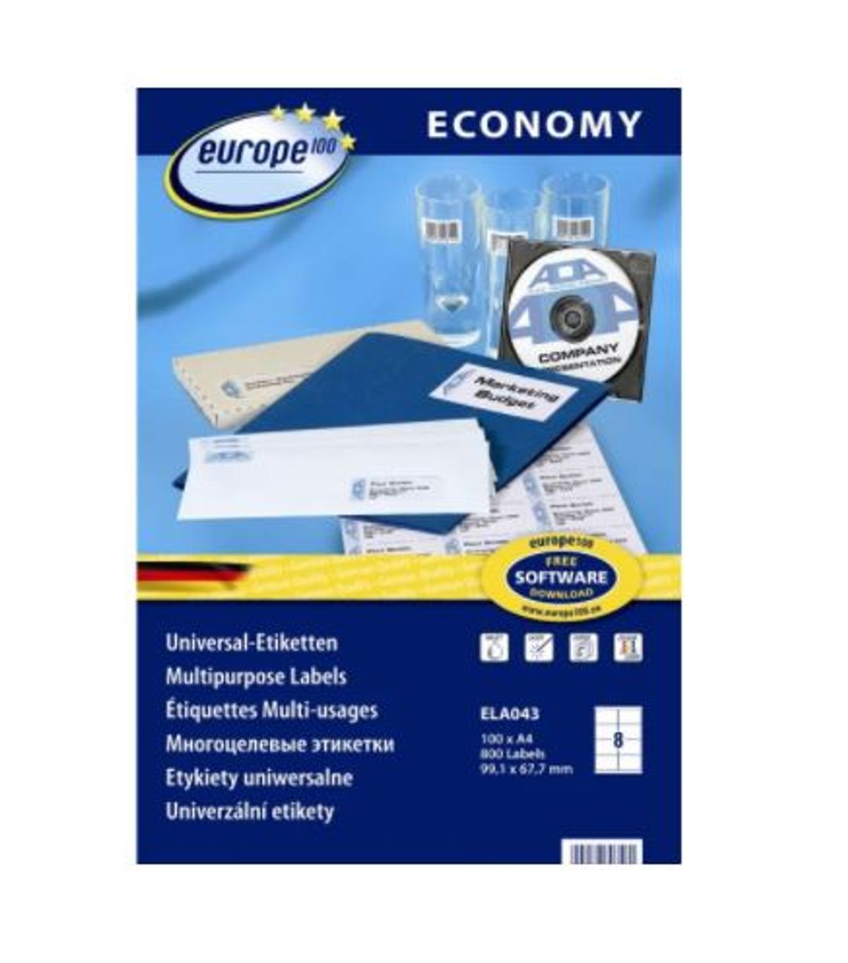 Europe 100 Etiket 105x74,0 mm 800 stk.