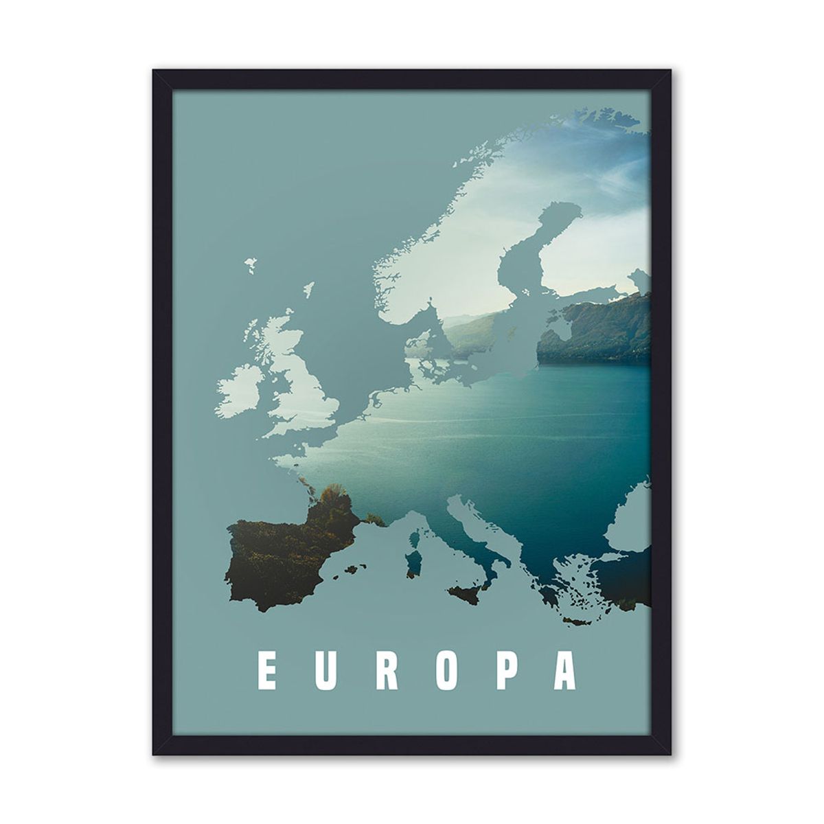 Europe - 30x40 med sort ramme