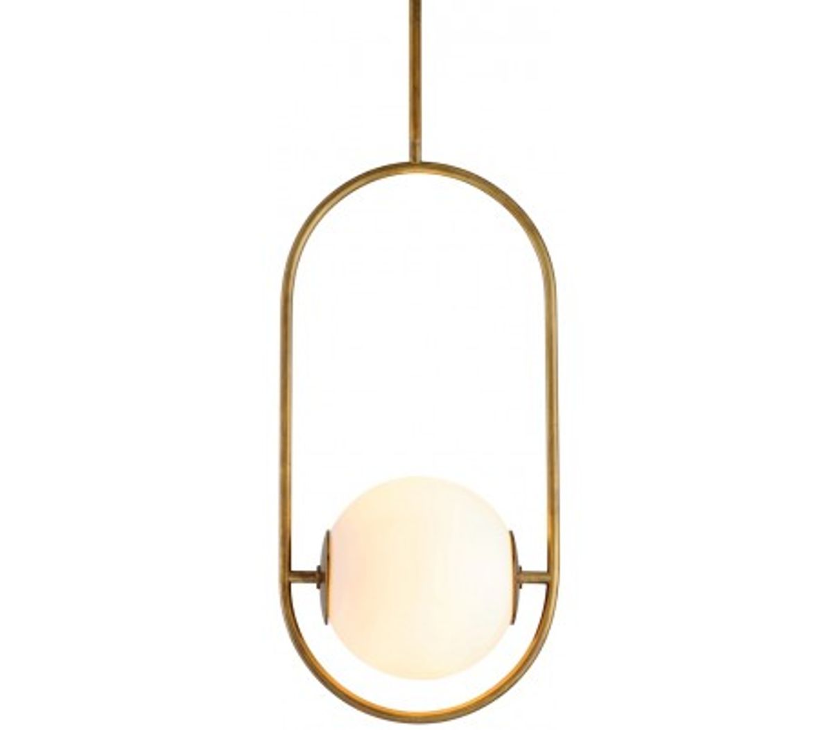 Everley Loftlampe i messing og opalglas Ø35 x 25 cm 1 x E27 - Antik messing/Opalhvid