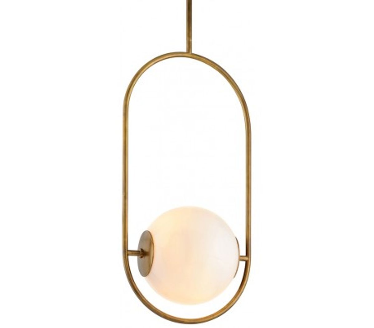 Everley Loftlampe i messing og opalglas Ø46 x 33 cm 1 x E27 - Antik messing/Opalhvid