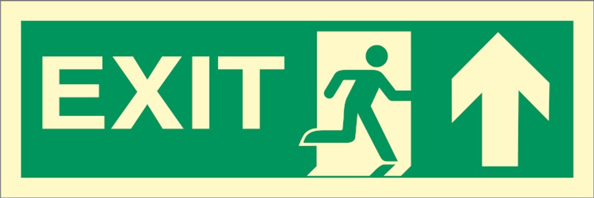 Exit right arrow up - Efterlysende Vinyl HI150 - 100 x 300 mm