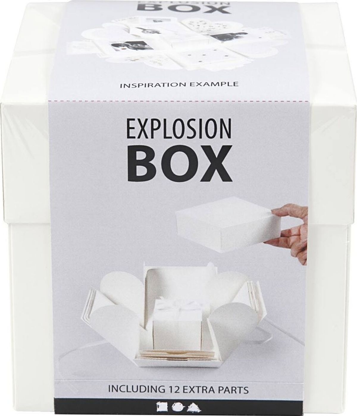 Explosion Box - Str. 7x7x7,5+12x12x12 Cm - Råhvid - 1 Stk.