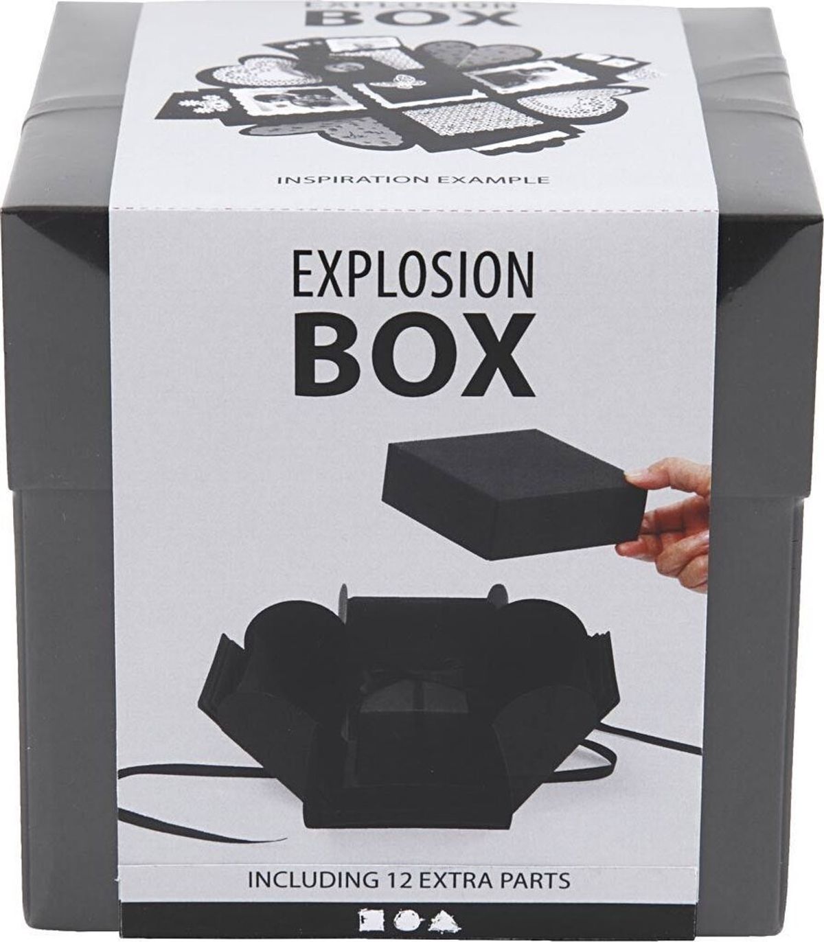 Explosion Box - Str. 7x7x7,5+12x12x12 Cm - Sort - 1 Stk.