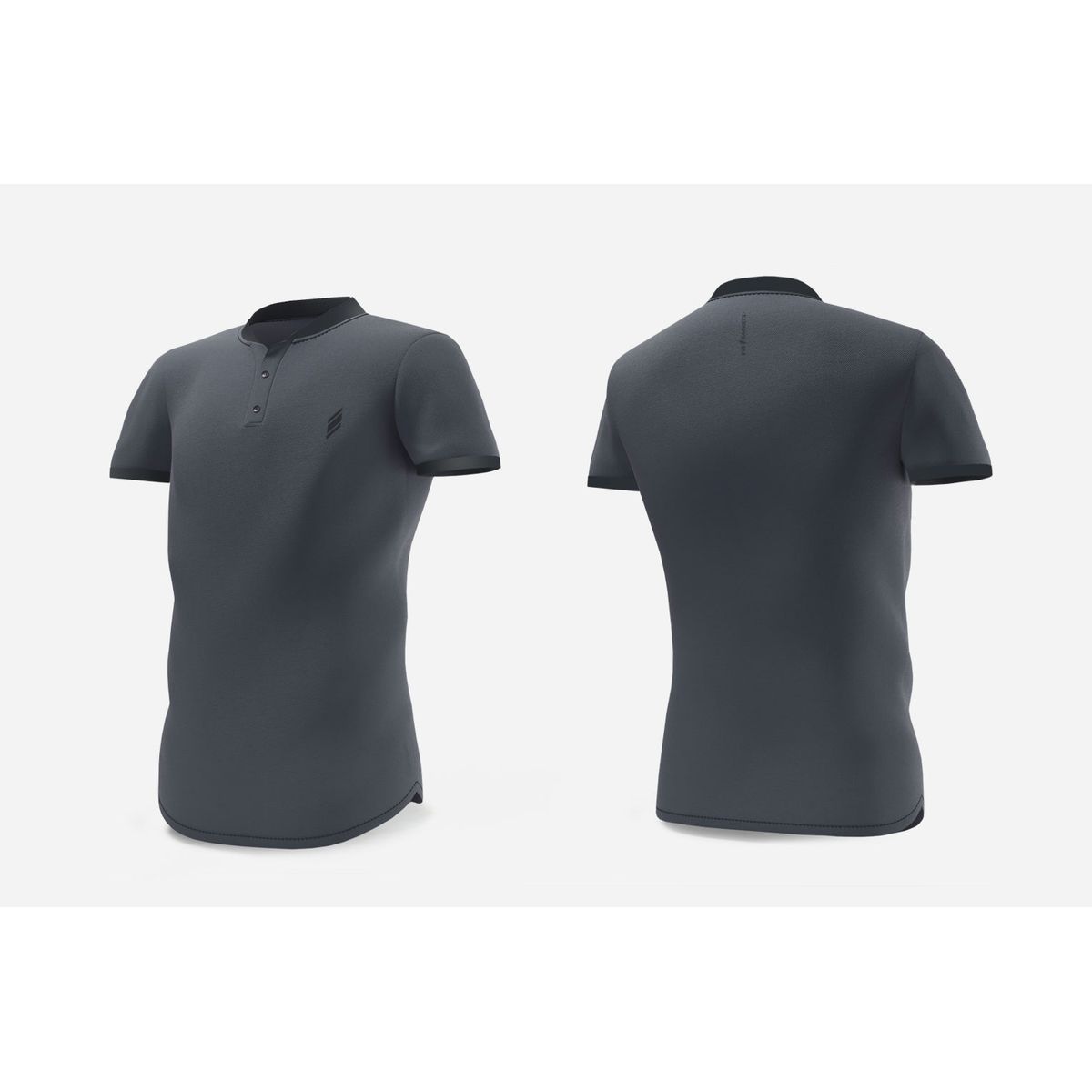 Eye Henley T-Shirt (Dark Grey-Black) - L