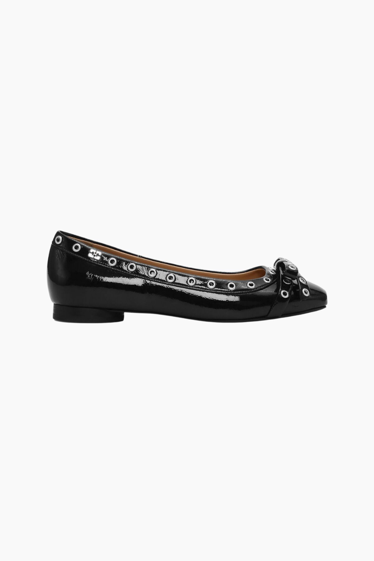 Eyelets Bow Ballerina Naplack S2755 - Black - GANNI - Sort 37