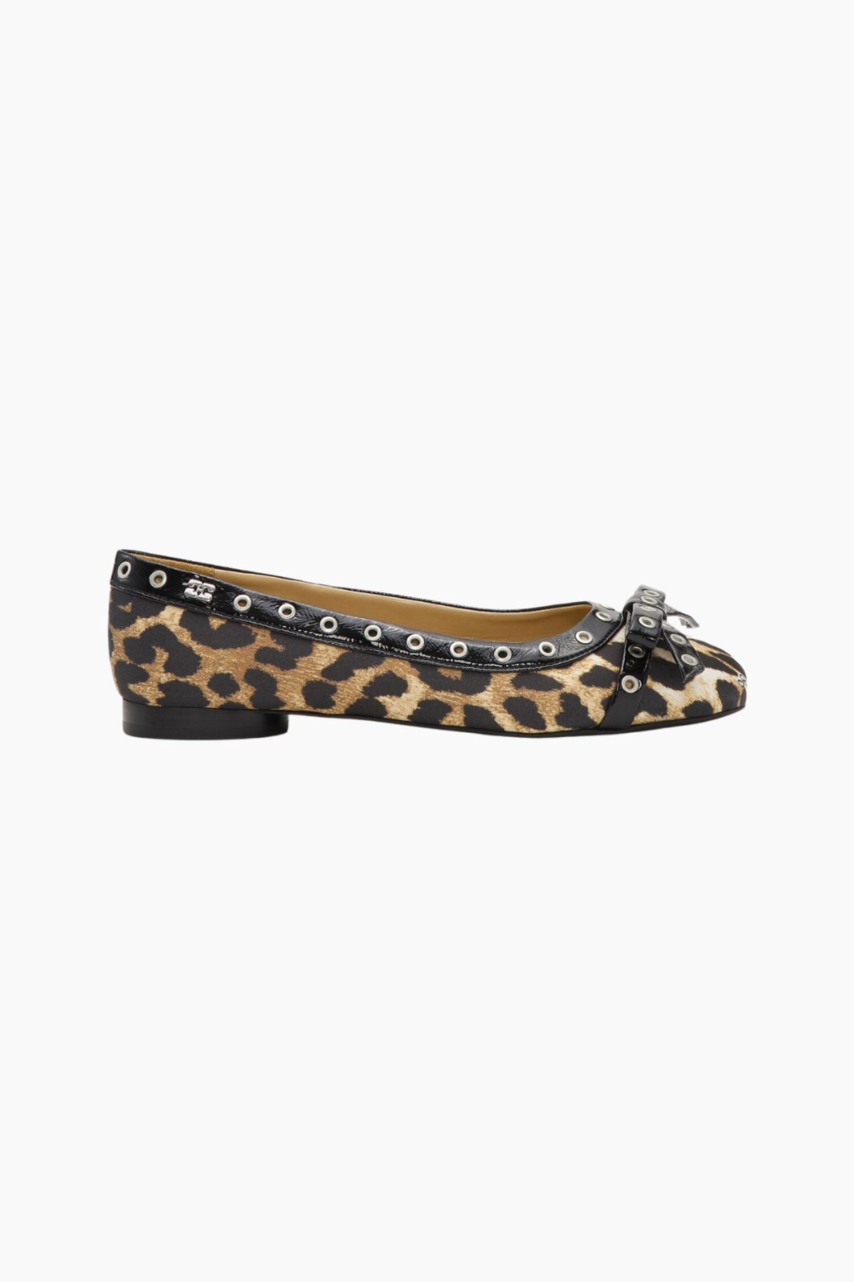 Eyelets Bow Ballerina Satin Print S2889 - Leopard Print - GANNI - Leopard 39