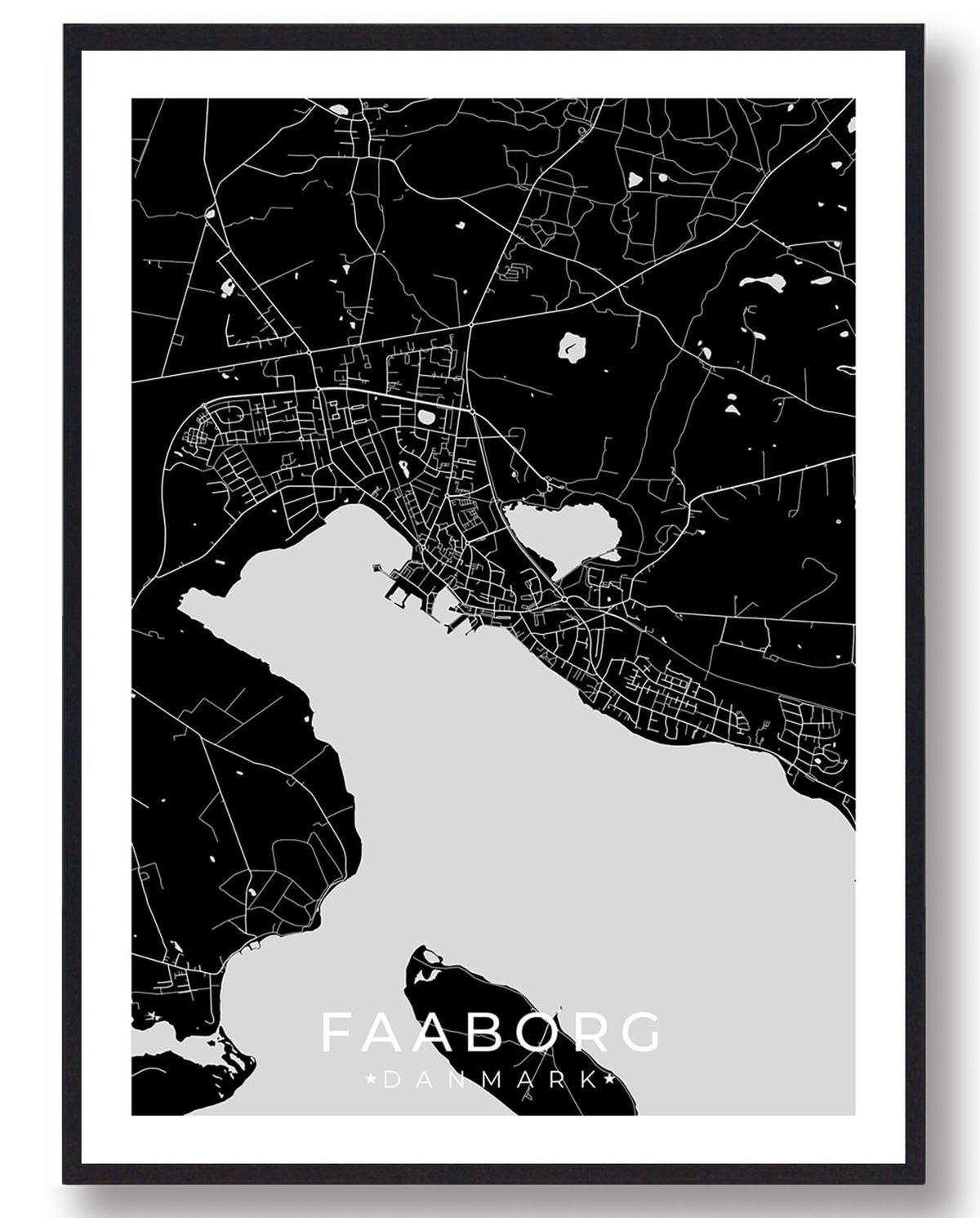 Faaborg by plakat - sort (Størrelse: XS - 15x21cm (A5))