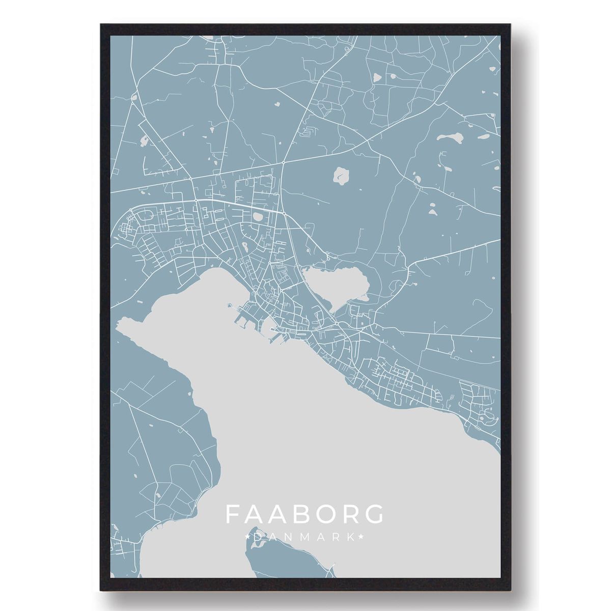 Faaborg plakat - lyseblå (Størrelse: M - 30x40cm)