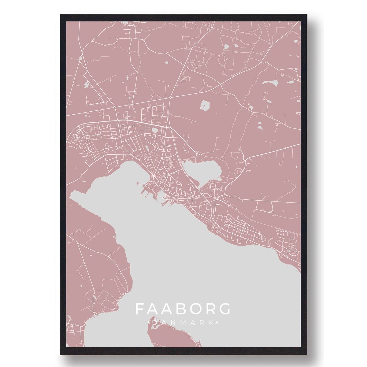 Faaborg plakat - rosa (Størrelse: M - 30x40cm)